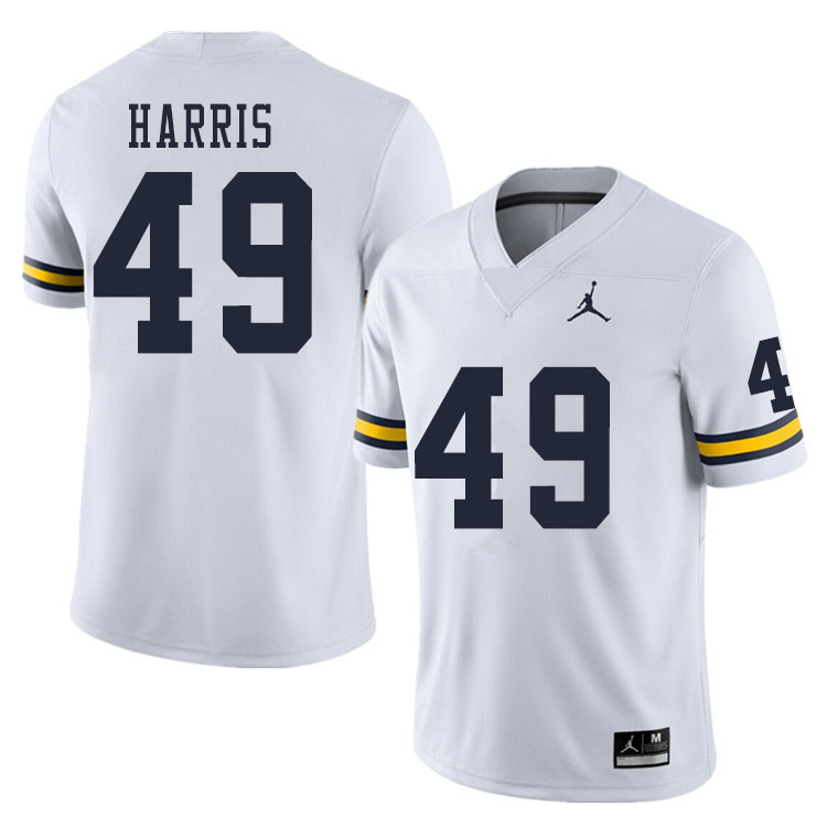 Men #49 Keshaun Harris Michigan Wolverines College Football Jerseys Sale-White